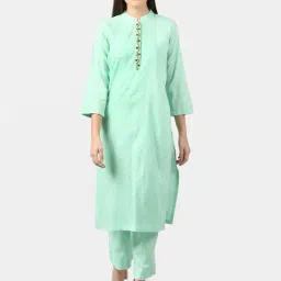 DART STUDIO Green Cotton Embroidered Straight Kurta-76