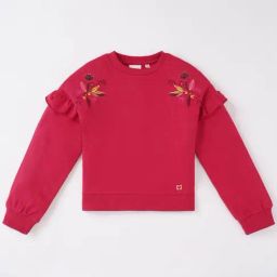 Ed-a-Mamma Kids Red Cotton Embroidered Full Sleeves Sweatshirt-image-67