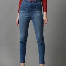 SHOWOFF Blue Solid Mid Rise Jeans-image-77