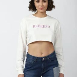 Forever 21 White Graphic Print Crop Top-image-68