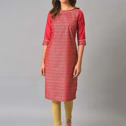 Aurelia Red Printed Straight Kurta-image-11