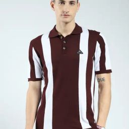 Rock.It Wine Cotton Regular Fit Striped Polo T-Shirt-image-37