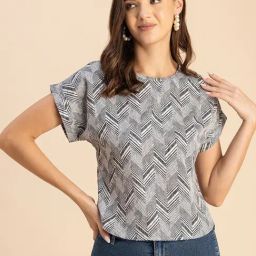 Moomaya Grey Printed Top-image-70