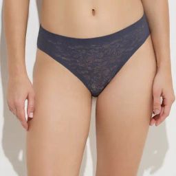 Wunderlove by Westside Charcoal Floral Lace Invisible Hi-Leg Brief-3