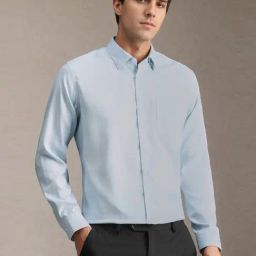 Louis Philippe Blue Cotton Slim Fit Shirt-picture-32