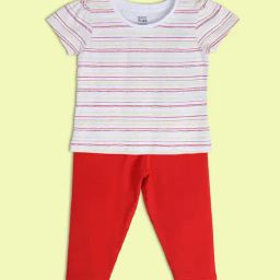 MINIKLUB Kids White & Red Striped Top with Pants-image-96