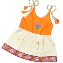 BAESD Girls Kerala Onam Fit and Flare Cotton Dress-image-38
