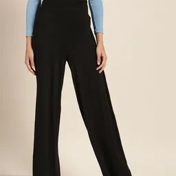 her by invictus Women Black Parallel Trousers-image-72
