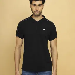 Wrangler Jet Black Cotton Regular Fit Printed Polo T-Shirt-image-54