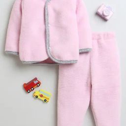 Bumzee Girls Pink Textured Full Sleeves Jabla with Pyjamas-picture-25
