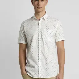 Peter England White Cotton Slim Fit Printed Shirt-picture-14