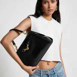 Miraggio Kimi Black Animal Effect Medium Leather Satchel-image-12