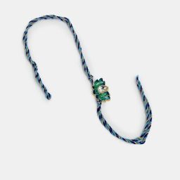 NVR Turquoise Lotus-Shaped Kundan & Beaded Handcrafted Wraparound Rakhi with Roli Chawal - Set of 2 image 4