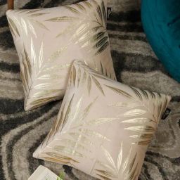 Hosta Homes Cream Velvet Self Design Cushion Covers-image-92