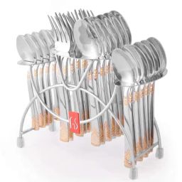 FnS August Silver & Gold Stainless Steel Cutlery - Set of 24-2