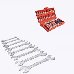 Hillgrove HGCM54M1 46 Pcs 6.35 mm (1/4 inch) CRV Ratchet Socket Spanner Set with 8 Pcs Wrench Set-5