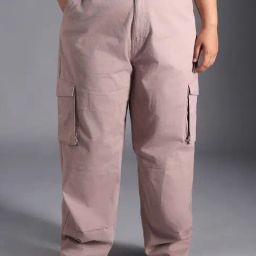 High Star Mauve Cotton Relaxed Fit Trousers-image-25