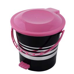 Kuber Industries Black & Pink Striped Pedal Dustbin With Handle - 5 L Each image 2