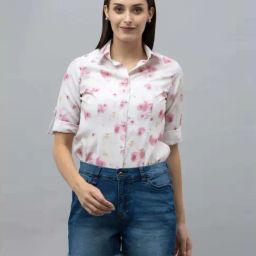 PURYS White & Pink Printed Shirt-image-45