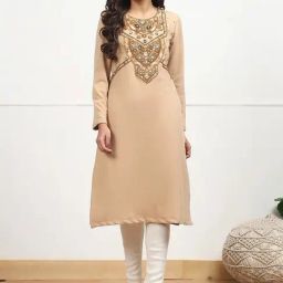 Biba Beige Embellished Kurta-image-19