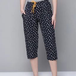 Kryptic Navy Blue Cotton Printed Capris-picture-15
