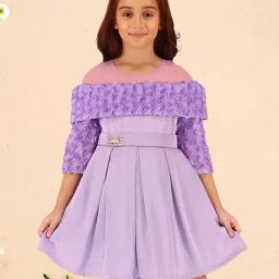 Cutecumber Girls Purple Embellished Party Dresses-image-0