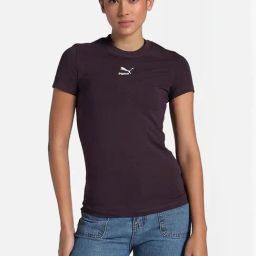 Puma Purple Cotton Slim Fit Sports T-Shirt-image-59
