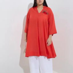 Diza by Westside Red Floral Embellished A-Line Kurta-image-47
