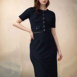 DressBerry Round-Neck Top With Knee-Length Skirt Co-Ords-image-78