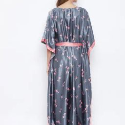 The Kaftan Company Grey Printed Kaftan with Belt image 2