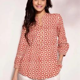 Fabindia Red Cotton Hand Block Printed Tunic-picture-21