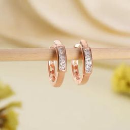 Aatmana Rose Gold Plated Statement Crystals Studded Hoop Earrings for Women-11