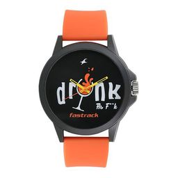 Fastrack Unisex Black & White Printed Dial & Orange Straps Analogue Watch 38024PP31-image-75