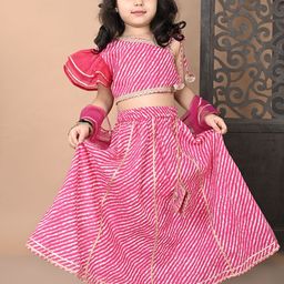 Superminis Girls Leheriya Printed Cotton Ready to Wear Lehenga & Blouse With Dupatta-picture-17