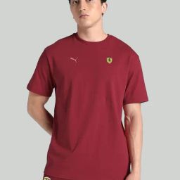 Puma Red Cotton Relaxed Fit Printed T-Shirt-image-59