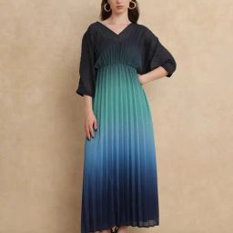 RAREISM Blue Polyester Ombre Three-Quarter Sleeves Dress-image-67