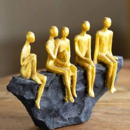ExclusiveLane Gold & Black Resin Rock Fellowship Modern Decorative Showpiece Sculpture-7