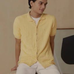 ANDAMEN Yellow Regular Fit Self Design Shirt-picture-27