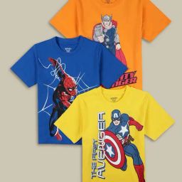 Kidsville Multicolor Cotton Printed T-Shirt (Pack of 3)-image-81