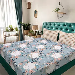 KLOTTHE Blue 300 TC Polycotton Fine King Bedsheets-picture-43