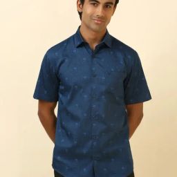 Allen Solly Blue Cotton Slim Fit Printed Shirt-picture-23