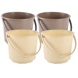 Kuber Industries Brown & Cream-Coloured 4 Pieces Multi Purpose Small Bucket- 5ltr-29