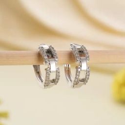 Aatmana Silver-Toned Contemporary Half Hoop Earrings for Women-24