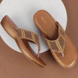 Mochi Women's Antique Gold Thong Wedges-image-64
