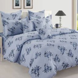 Swayam Blue Cotton Floral Double Bed Sheets 2 Pillow Covers-29