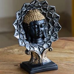 ExclusiveLane Black & Gold Resin Meditating Buddha Decorative Showpiece Figurine Sculpture-5