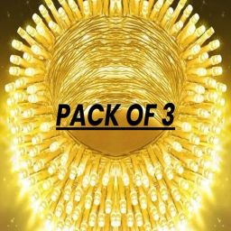 SPARK WORLD Yellow Plastic 74 LEDs Connectable Steady Bulb Rice Lights - Set of 3-image-35