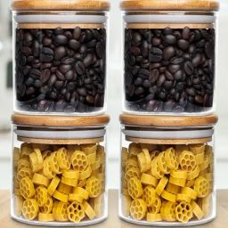 ALLO Transparent Borosilicate Glass Round Jar with Wooden Lid - Set of 4 (300 ml)-16