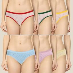 AROUSY Pink & Blue Printed Bikini Panties - Pack Of 6-image-93