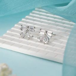 Aatmana Silver Plated Statement American Diamond Stud Earrings for Women-image-57